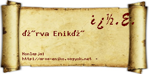 Árva Enikő névjegykártya